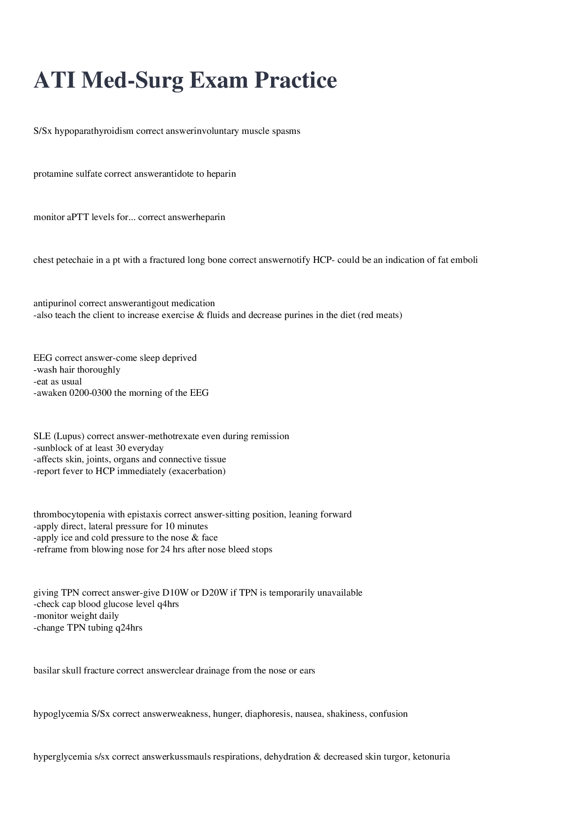 Preview image for ATI Med-Surg Final Study Questions and answers, Graded A+. 2022 update